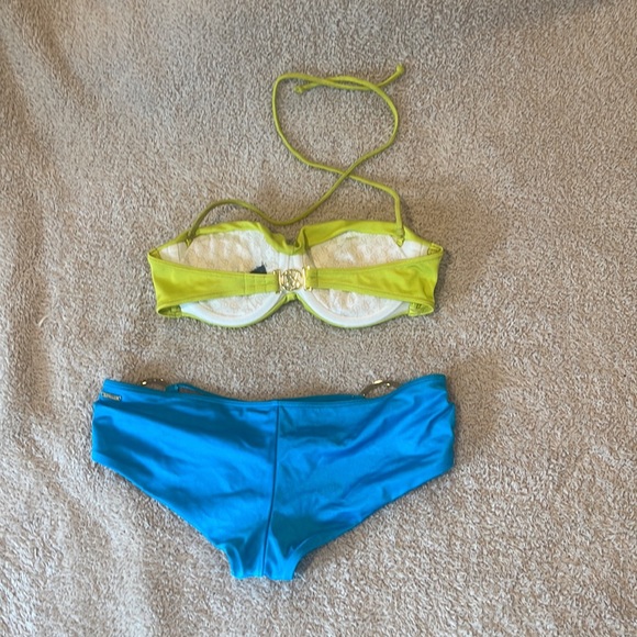Victoria’s Secret bathing Swim Suit bandeau green and blue - Picture 2 of 3